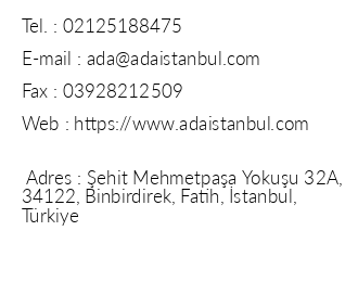 Ada Hotel Istanbul iletiim bilgileri